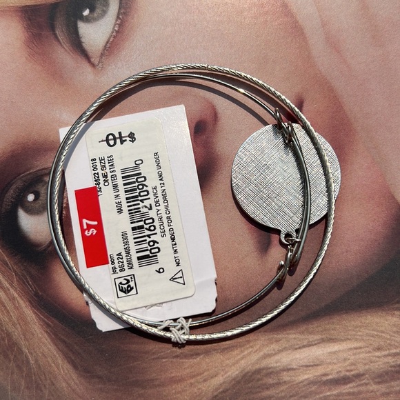 JCPenney Silver Bangle Bracelet with Letter A Charm - Picture 3 of 4